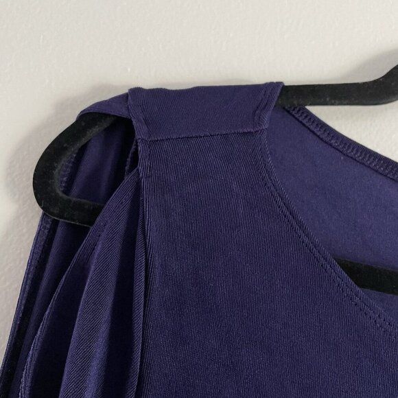 Travelers By Chicos Women 1/Small Purple 3/4 Tie Sleeve Cold Shoulder Tunic Top - Picture 6 of 10